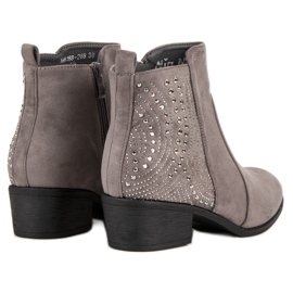 Nio Nio Gray Booties With Crystals grey 2