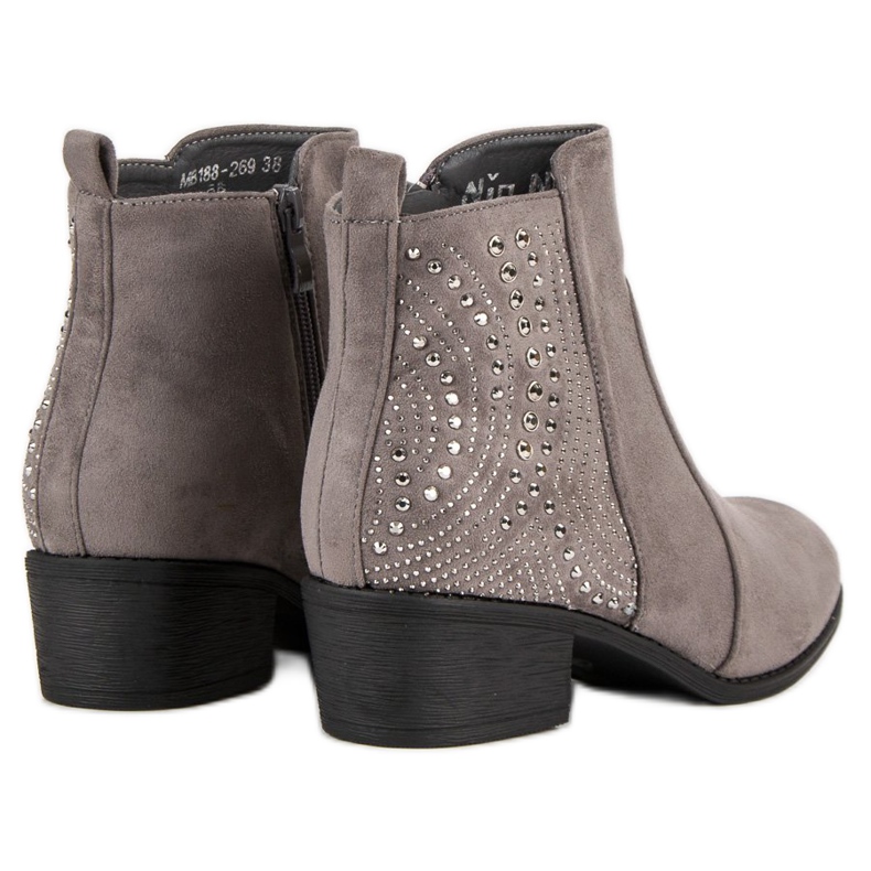 Nio Nio Gray Booties With Crystals grey 2