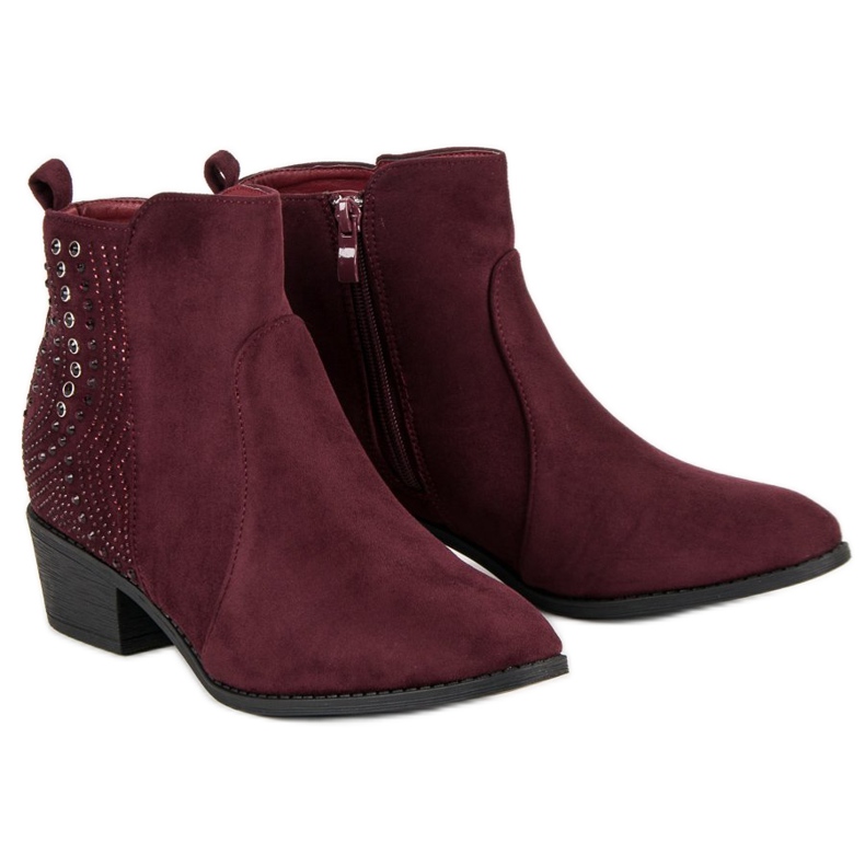 Nio Nio Burgundy boots with crystals red 1
