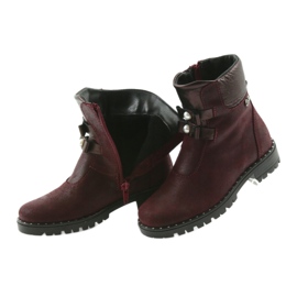 Girls' leather boots Ren But 3314 burgundy with studs red 5 Girls' leather boots Ren But 3314 burgundy with studs red 5