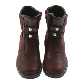 Girls' leather boots Ren But 3314 burgundy with studs red 3 Girls' leather boots Ren But 3314 burgundy with studs red 3
