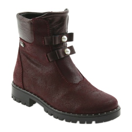 Girls' leather boots Ren But 3314 burgundy with studs red 1