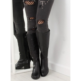 Black high-heeled boots 635-1 Black 1