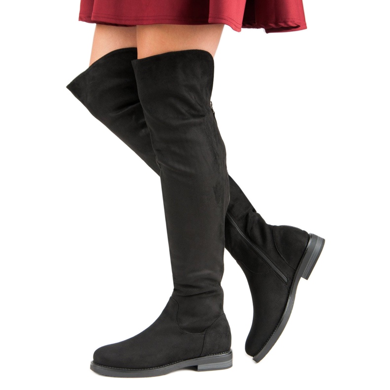 Over-the-knee boots with decorative zipper black 1