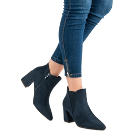 Belle Women Suede Booties On A Bar blue 2