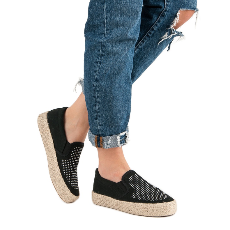 J. Star Slipons With Crystals black 2