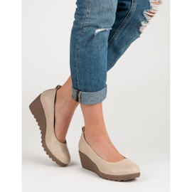 J. Star Beige Wedge Pumps 1