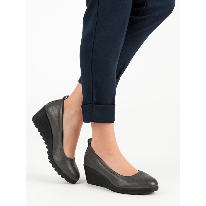 J. Star Gray Wedge Pumps grey 1