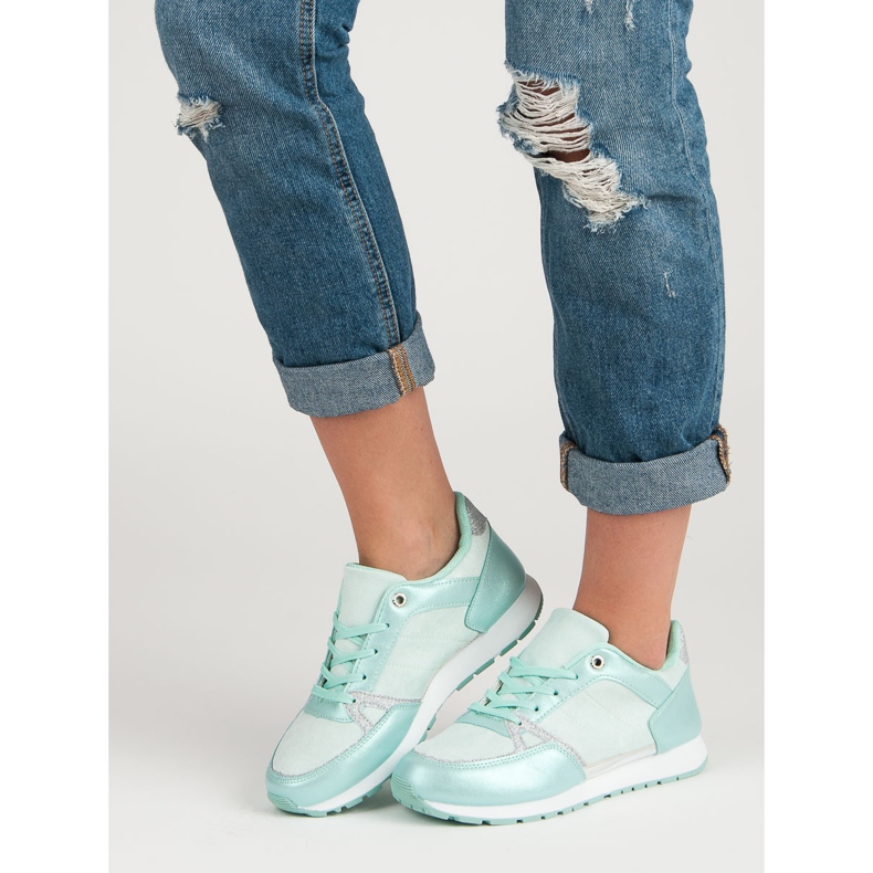 Lace-up Sports Shoes white grey green 2