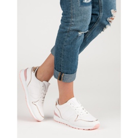 White Sport Shoes yellow pink 1