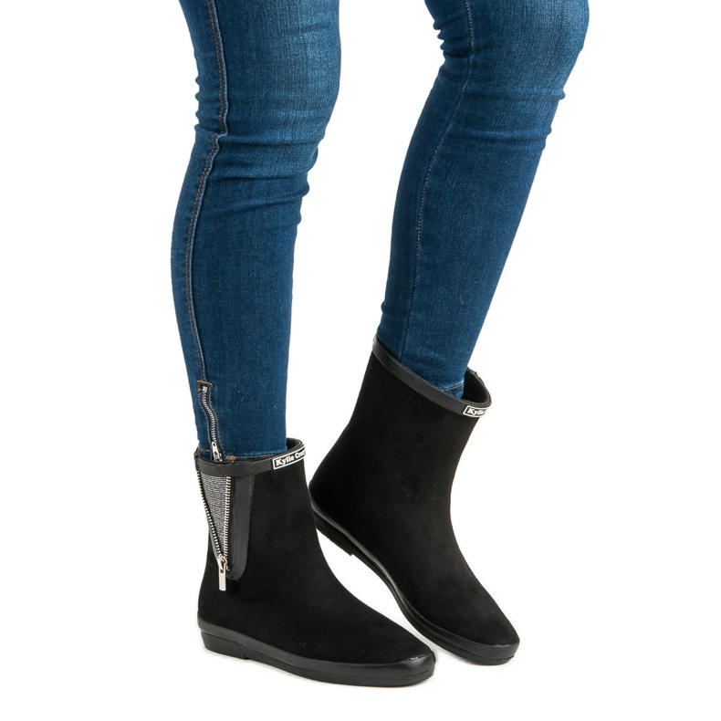 Kylie Suede Galoshes With Decorative Zipper black 2