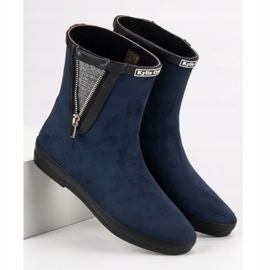 Kylie Suede Galoshes With Decorative Zipper navy blue 1