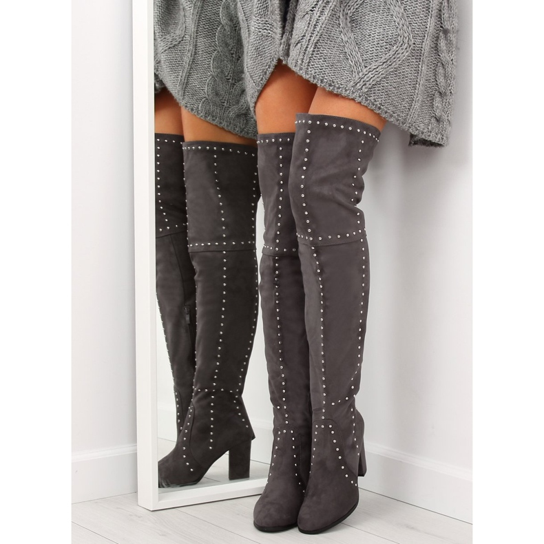 Gray Over-knee boots NC221 Gray grey 1