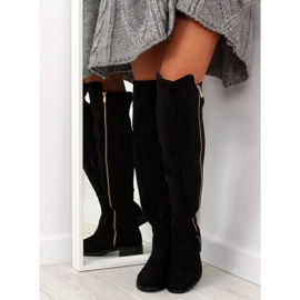 Over-the-knee boots with a flexible upper black DA01P Black 1