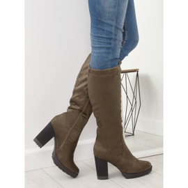 High-heeled boots khaki 7290 Khaki 2