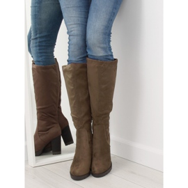 High-heeled boots khaki 7290 Khaki 1