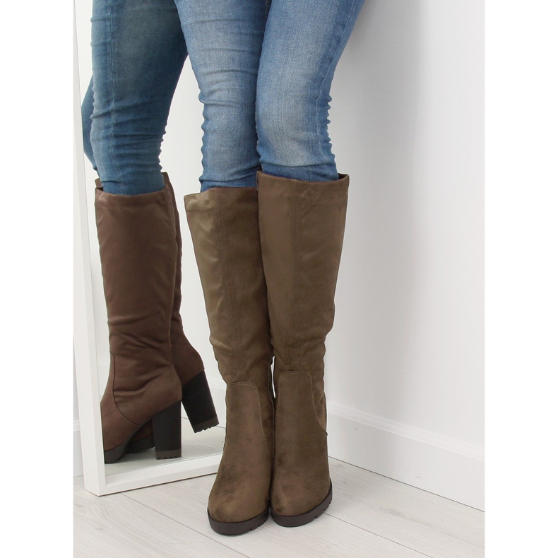 High-heeled boots khaki 7290 Khaki 1