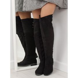 Black women's thigh boots 7538-PG Black 1