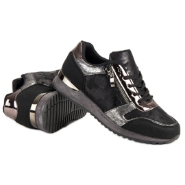 Sports shoes with a decorative zipper black grey 1
