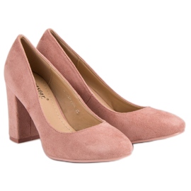 Seastar Suede Pumps On A Pillar pink 1