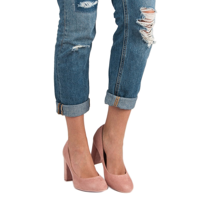 Seastar Suede Pumps On A Pillar pink 2