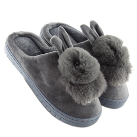 Gray slippers bunnies gray MA01 Gray grey 1