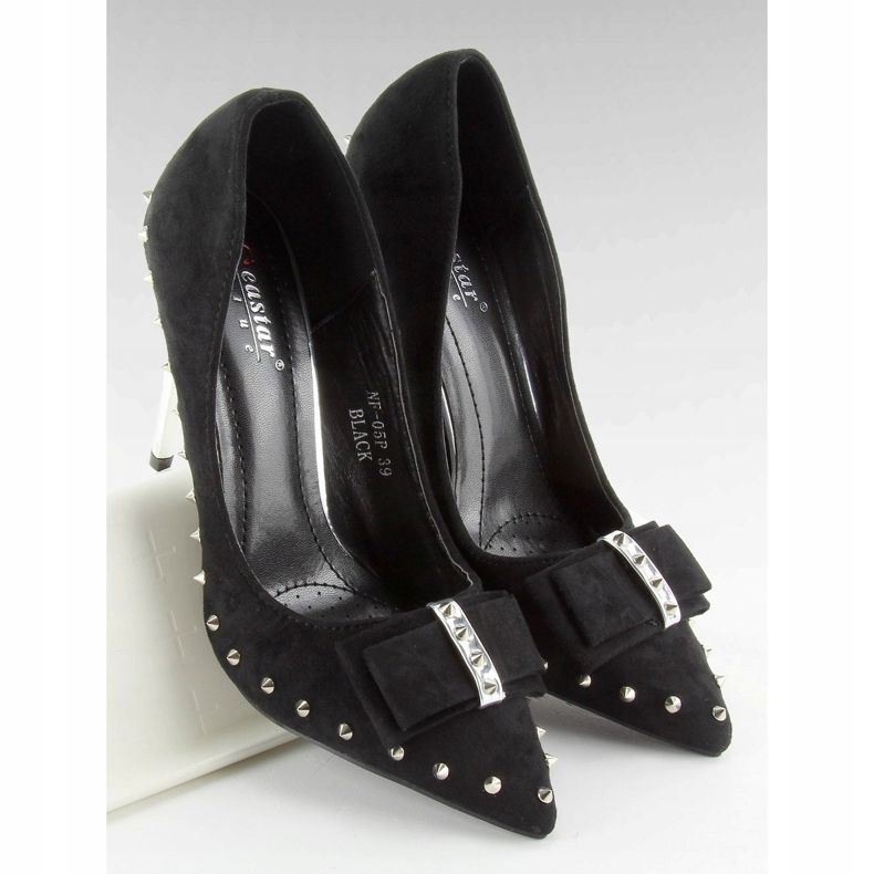 Black nf-05p Black pins with studs and a bow 2