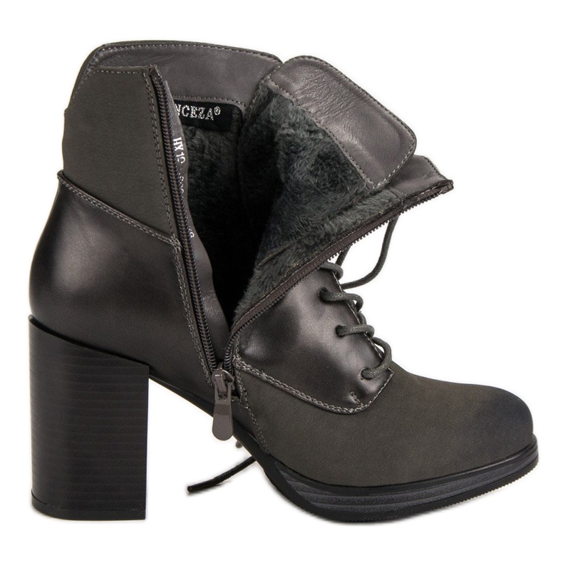 Vinceza Lace-up Booties On A Post grey 1