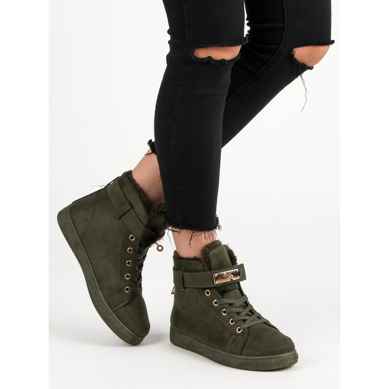 Suede high sneakers green 1