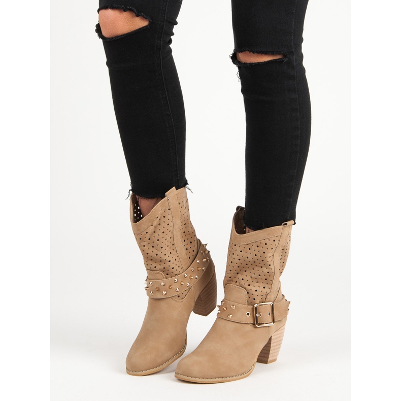 Mazzoni Openwork Booties On The Post brown 1