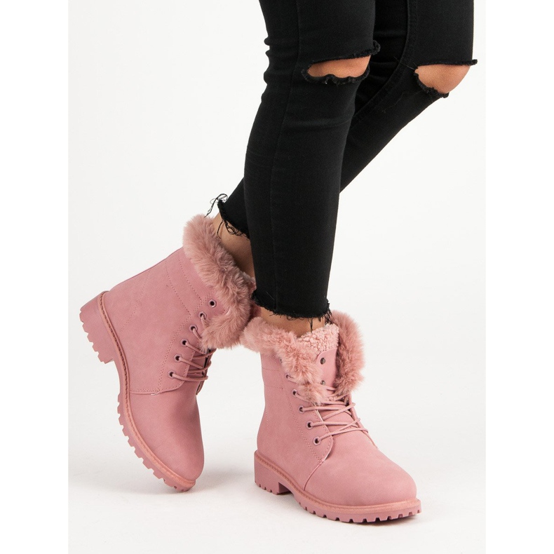 Pink Trappers With Fur 1