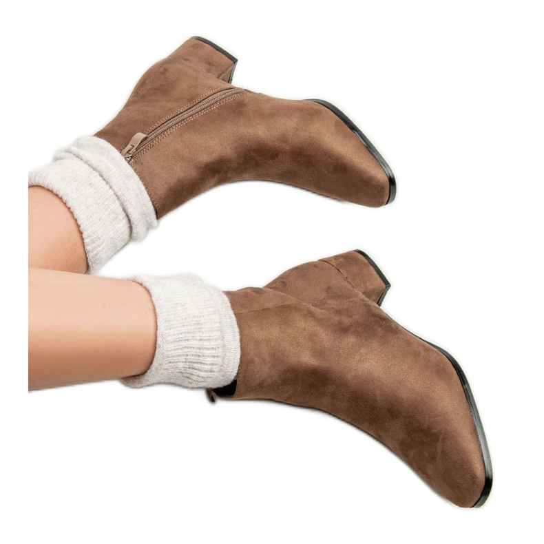 Super Mode Beige boots on a flat heel 1