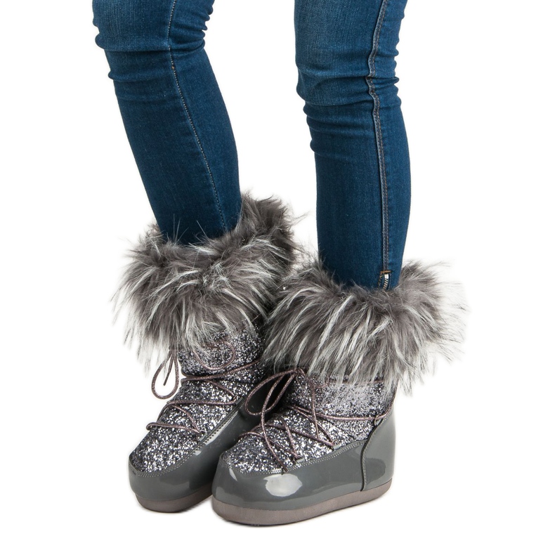 Fashionable snow boots grey 2