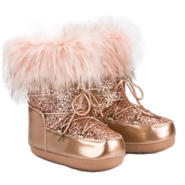 Fashionable snow boots pink 1