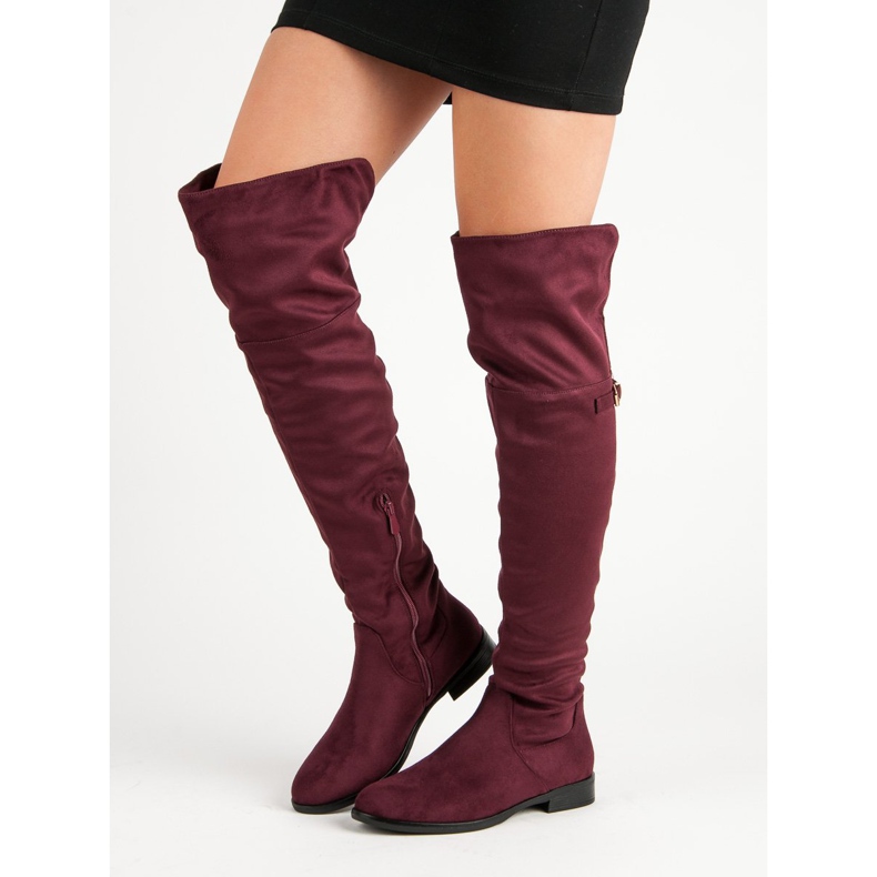 Super Me Over-the-knee boots on a flat heel red 1