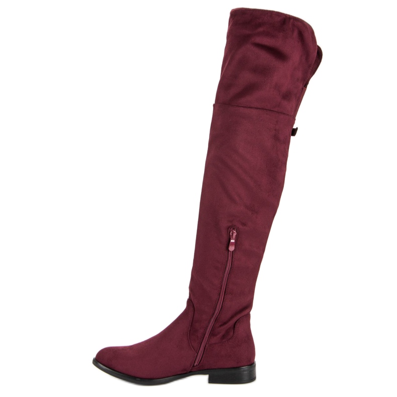 Super Me Over-the-knee boots on a flat heel red 2