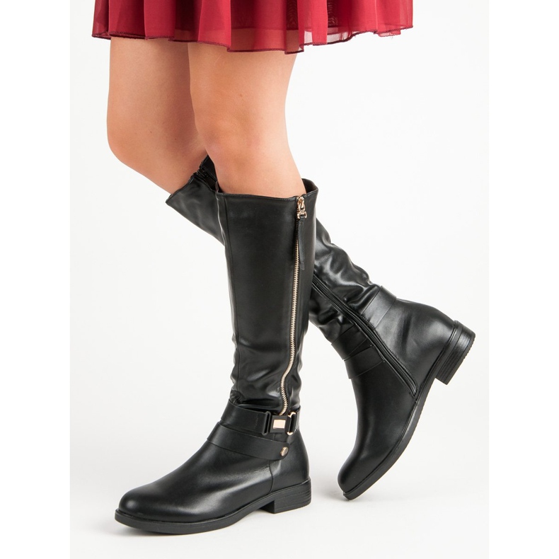 Super Me Black boots with a zipper 1