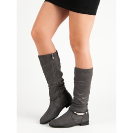 SDS Gray Knee-High Boots grey 1