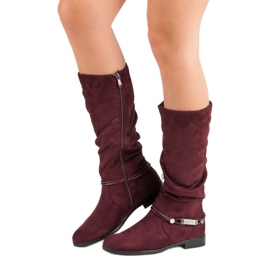 SDS Burgundy Knee-High Boots red 1