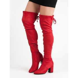 Super Me Red Thigh-High Boots On A Post 1