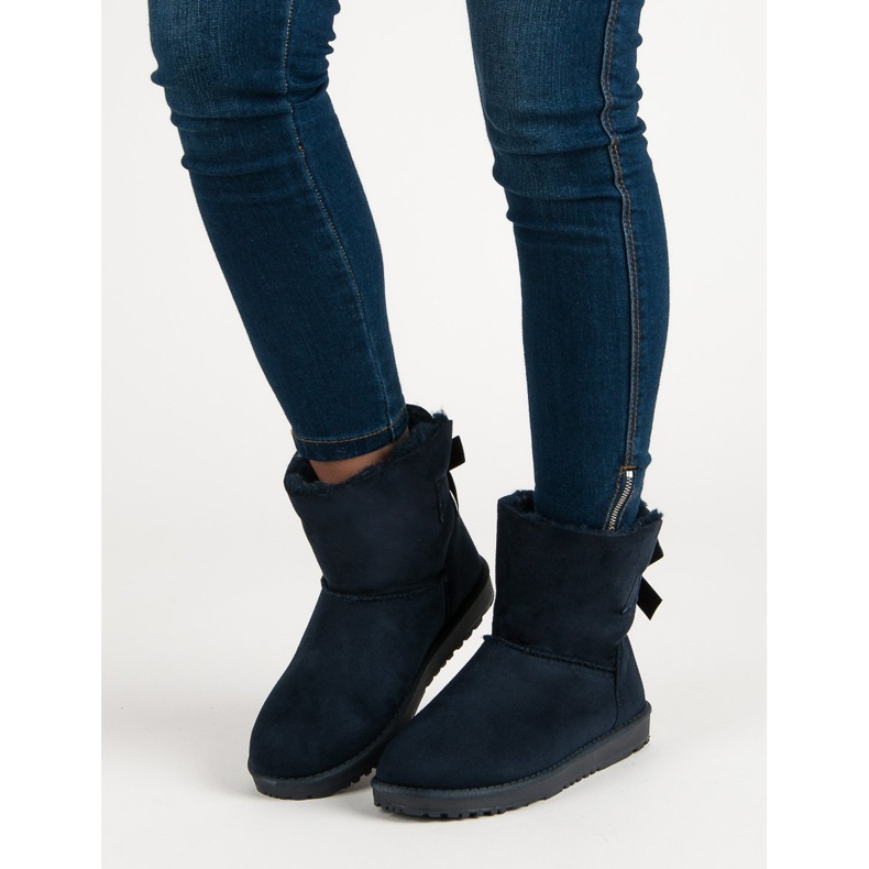 Queentina Navy blue mukluki with a bow 1