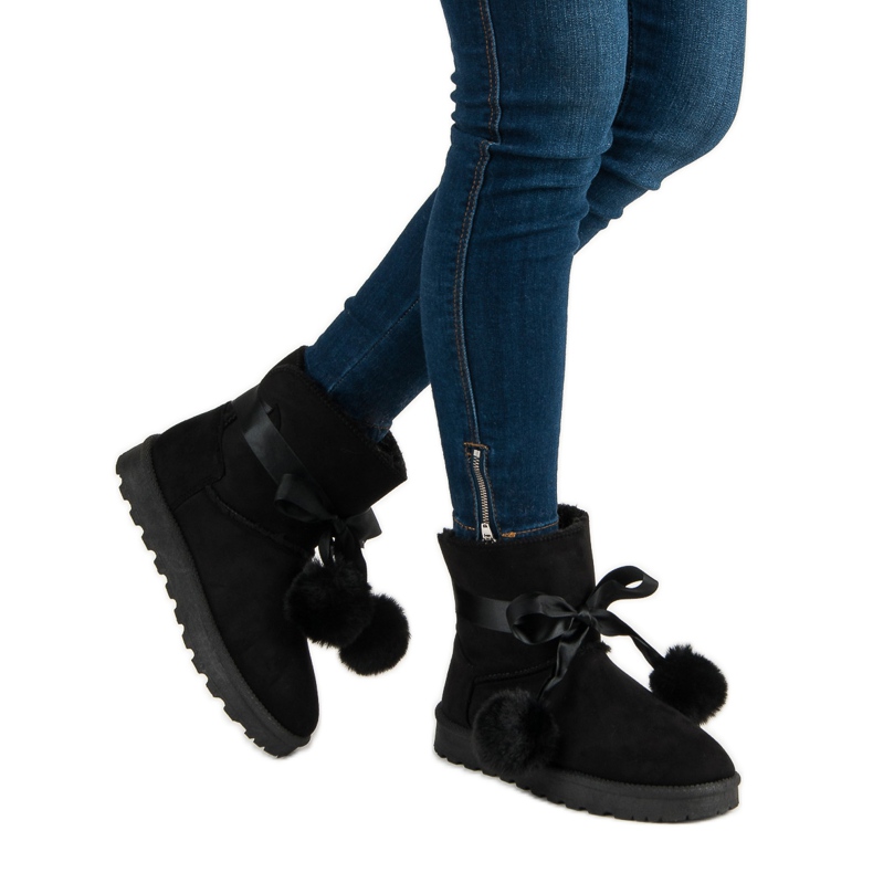 Black Mukluki With Pompoms 2