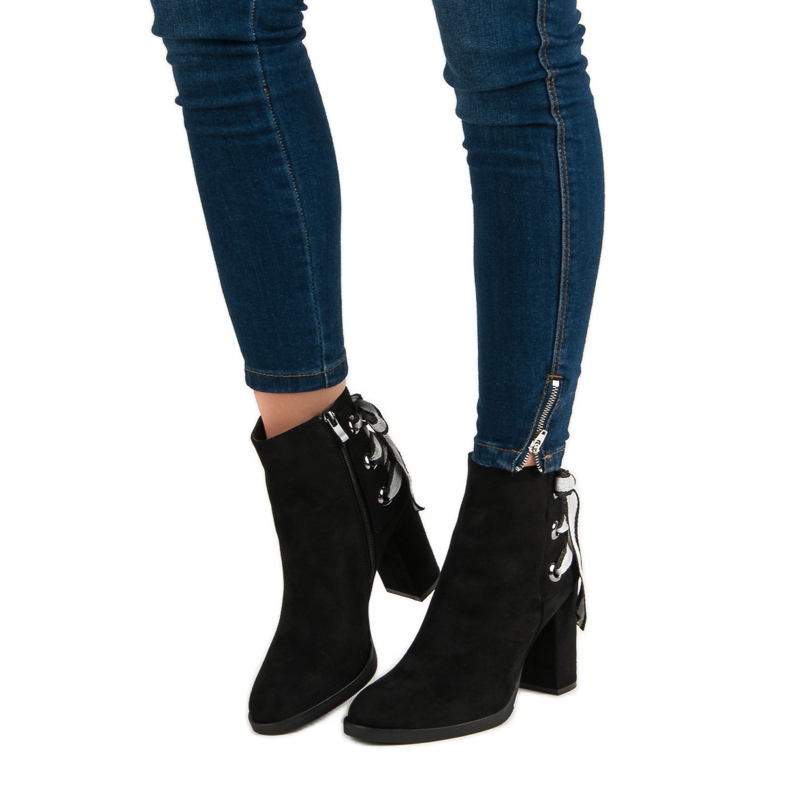 Ideal Shoes Fashionable boots on the post black 1 Ideal Shoes Fashionable boots on the post black 1