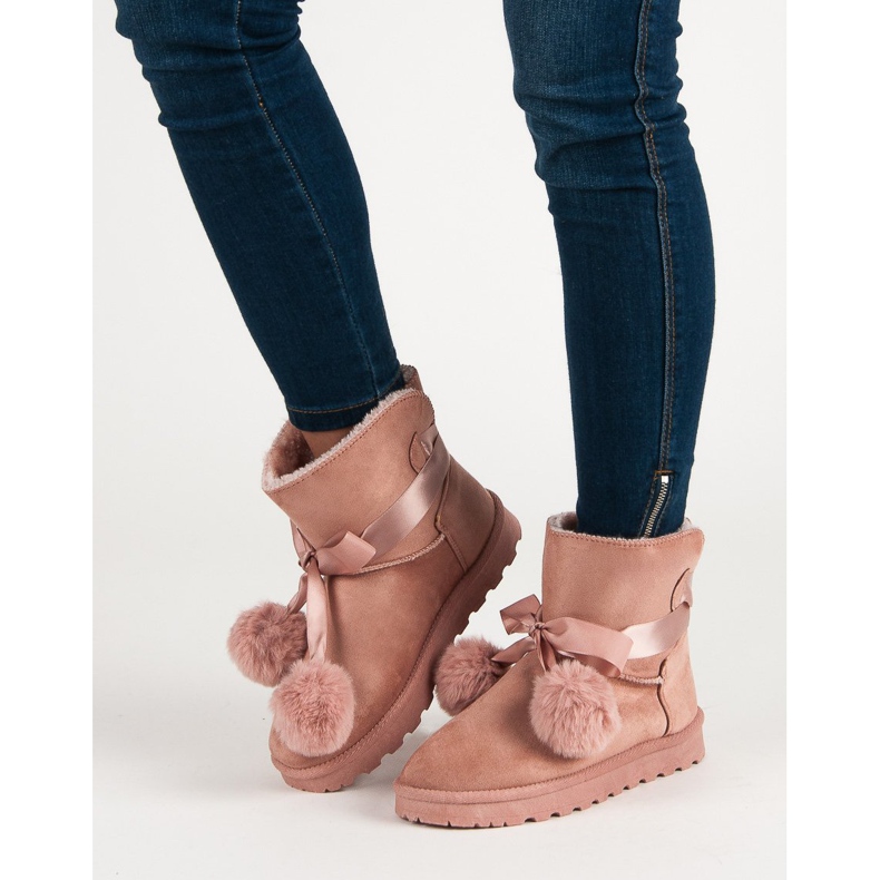 Pink Mukluki With Pompoms 1