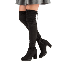 SDS Suede thigh boots on the platform black 2