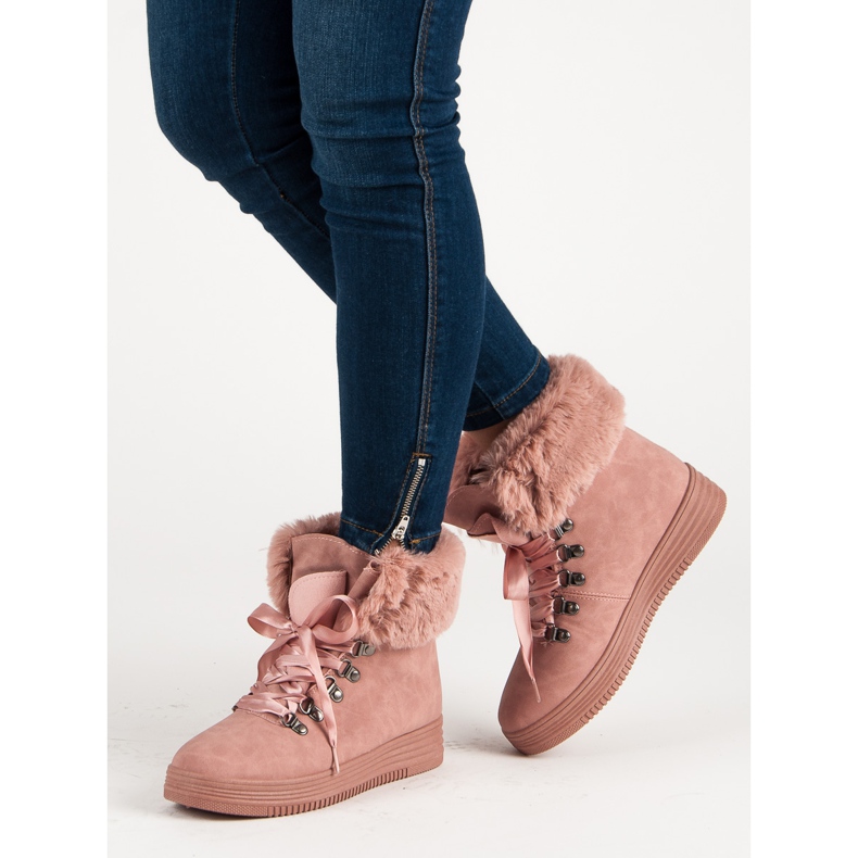Pink Snow Boots With Fur 2