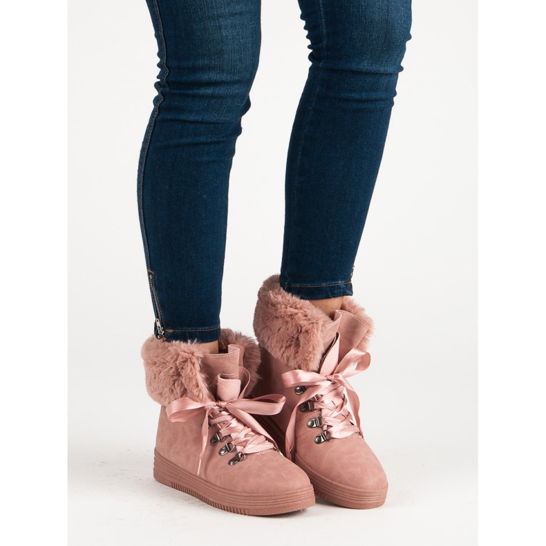 Pink Snow Boots With Fur 1