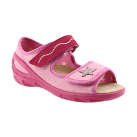Befado children's shoes sandals a leather insert 433X032 pink grey 1