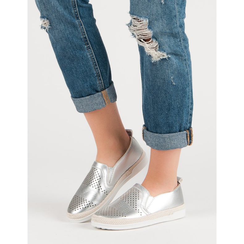 Openwork Slip On Sneakers grey 1