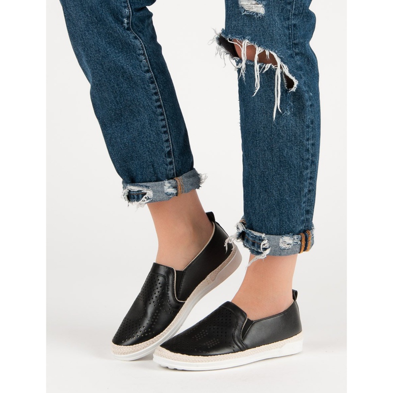 Openwork Slip On Sneakers black 2